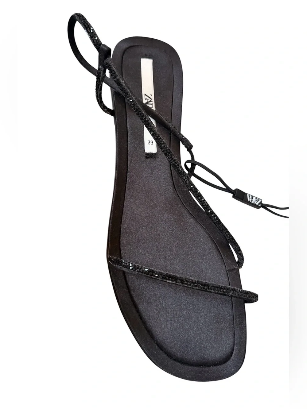 Zara Black Minimal Strappy Slingback Sandals - Picture 2 of 3